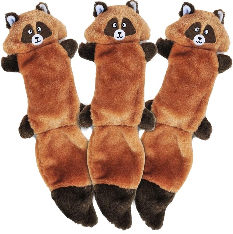 ZippyPaws Zingy Raccoon - No Stuffing Dog Toys to Keep Them Busy, for Small, Medium, & Large Dogs, Squeaky Pet Toy for Boredom, Unstuffed Chew Toy, Soft Plush Puppy Products - Pack of 3 - Image 1
